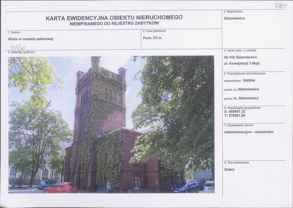 Karta obiektu niewpisanego do rejestru, skan nr 1