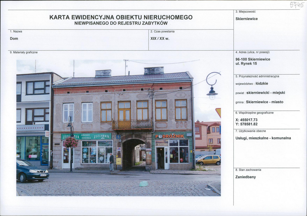 Karta obiektu niewpisanego do rejestru, skan nr 1