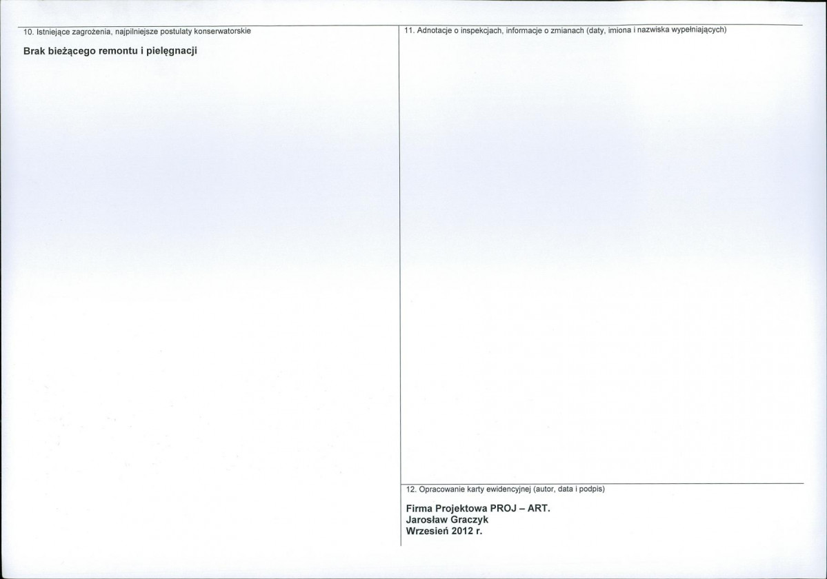 Karta obiektu niewpisanego do rejestru, skan nr 2