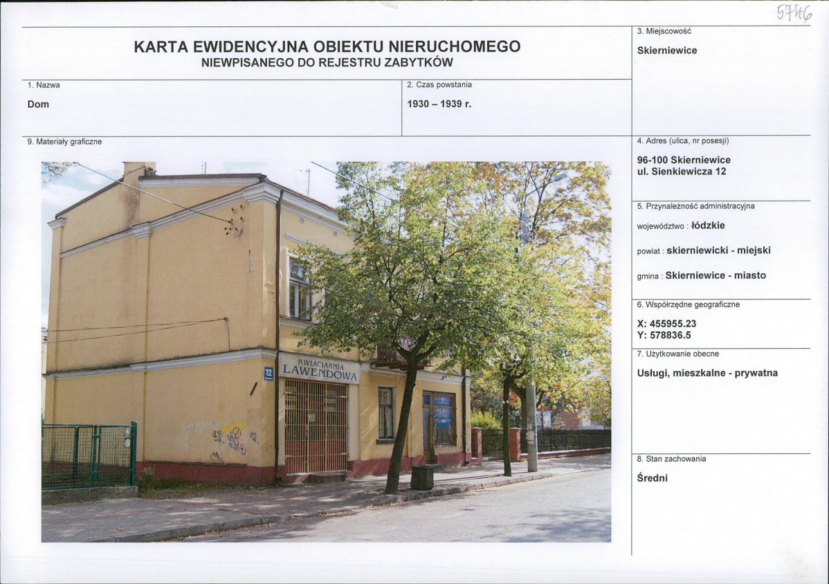 Karta obiektu niewpisanego do rejestru, skan nr 1