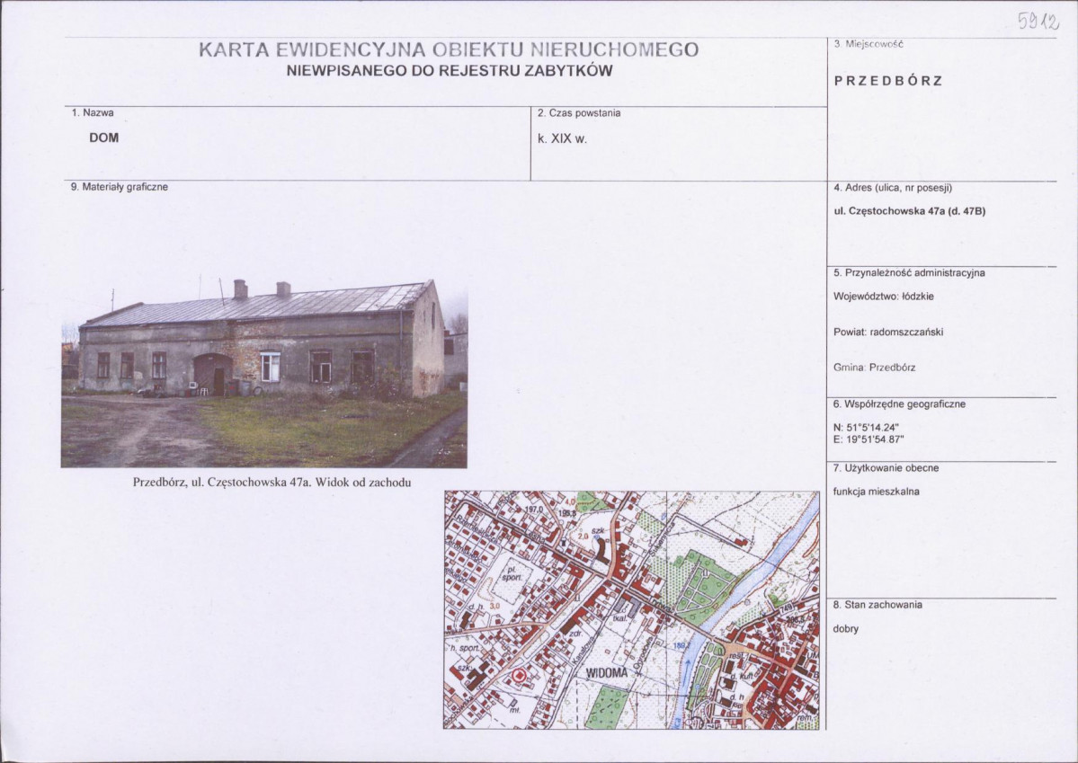 Karta obiektu niewpisanego do rejestru, skan nr 1