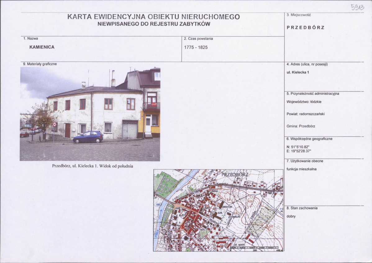 Karta obiektu niewpisanego do rejestru, skan nr 1