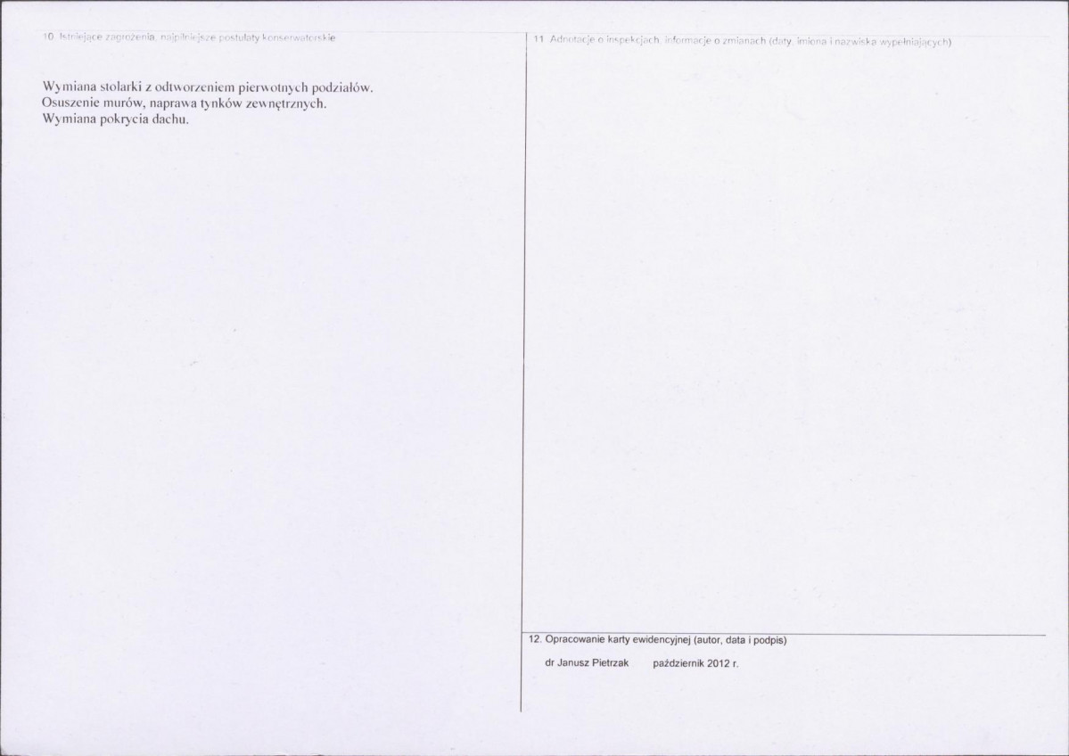 Karta obiektu niewpisanego do rejestru, skan nr 2