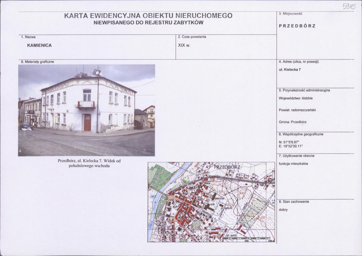 Karta obiektu niewpisanego do rejestru, skan nr 1