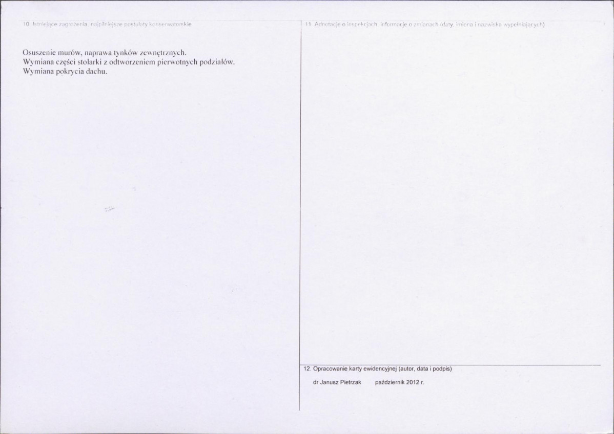 Karta obiektu niewpisanego do rejestru, skan nr 2