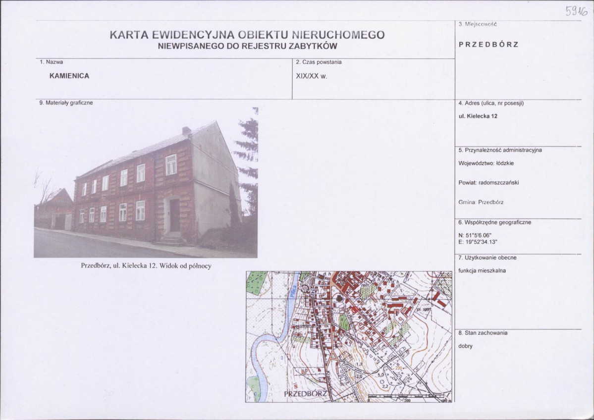 Karta obiektu niewpisanego do rejestru, skan nr 1