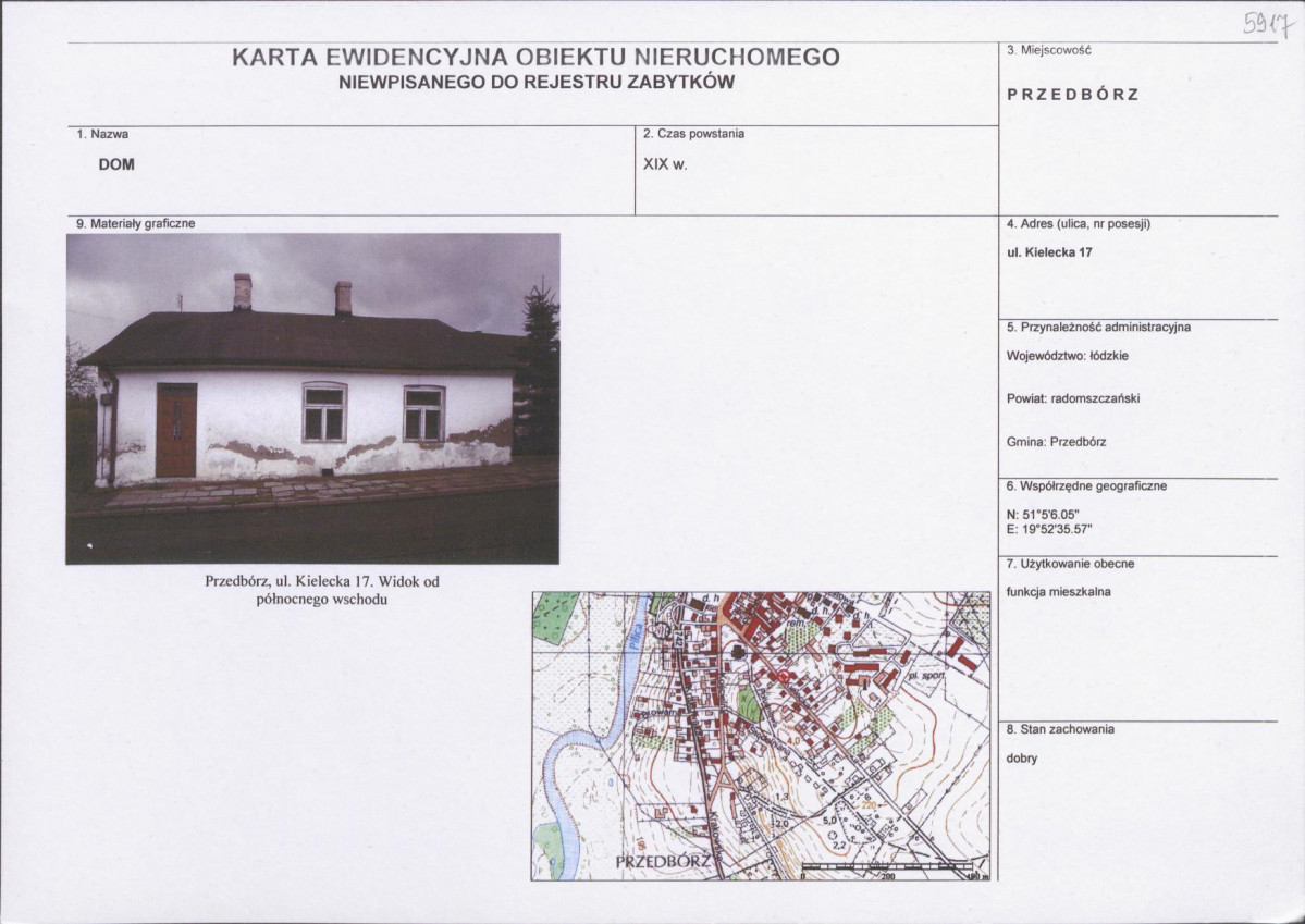 Karta obiektu niewpisanego do rejestru, skan nr 1