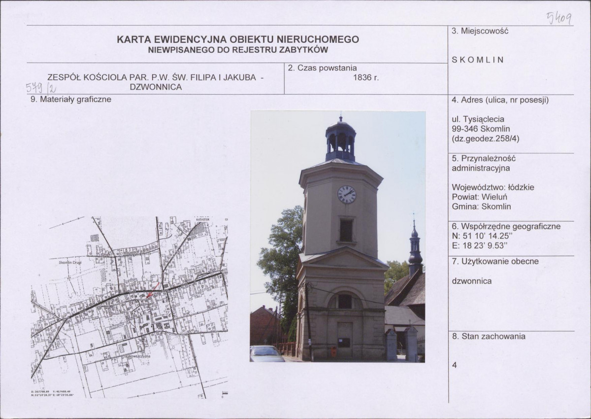 Karta obiektu niewpisanego do rejestru, skan nr 1