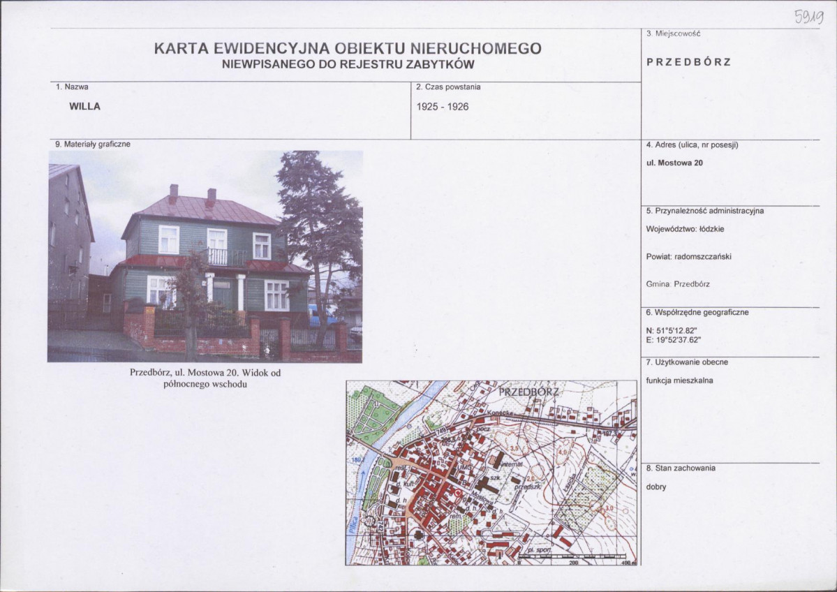 Karta obiektu niewpisanego do rejestru, skan nr 1