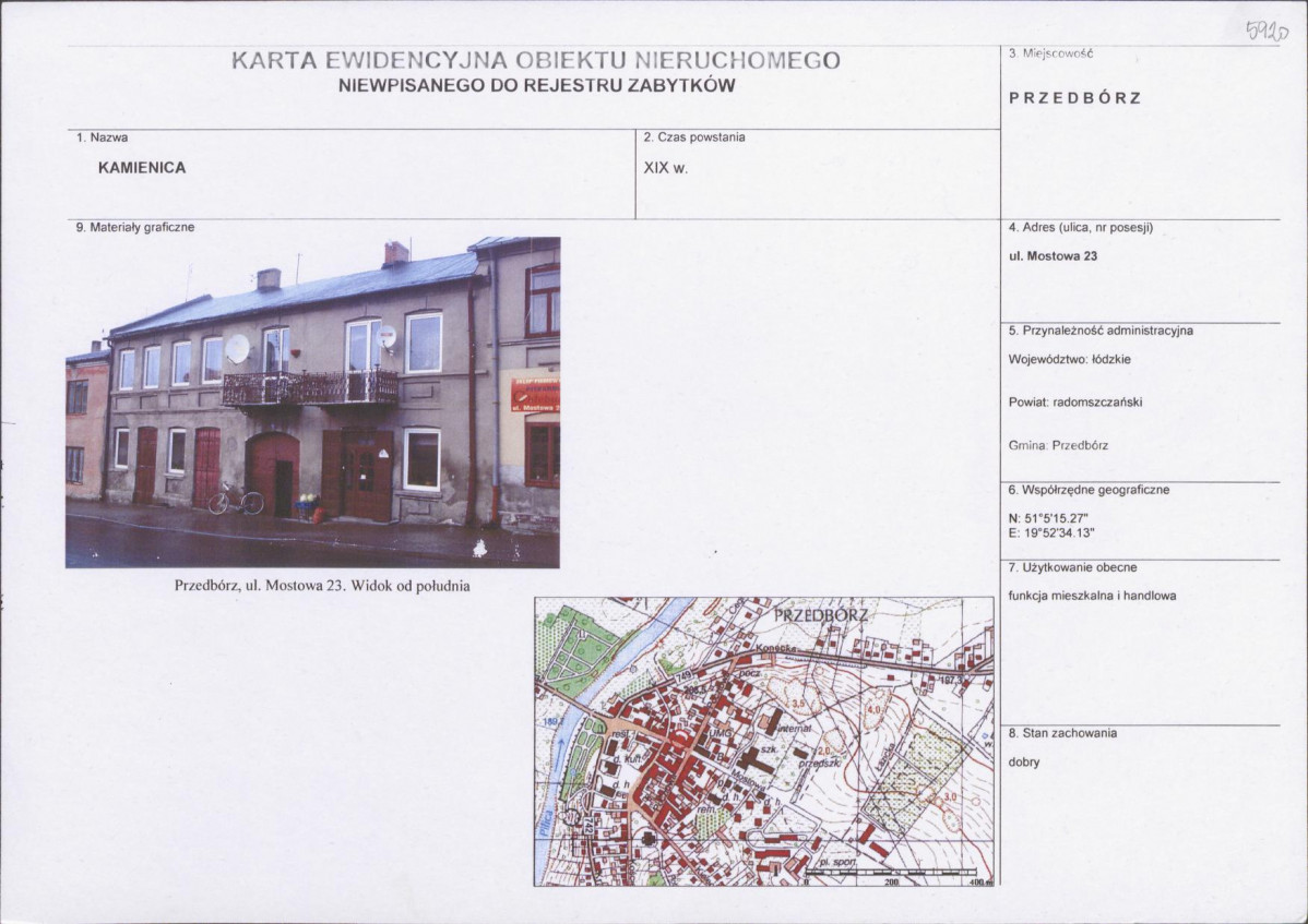 Karta obiektu niewpisanego do rejestru, skan nr 1