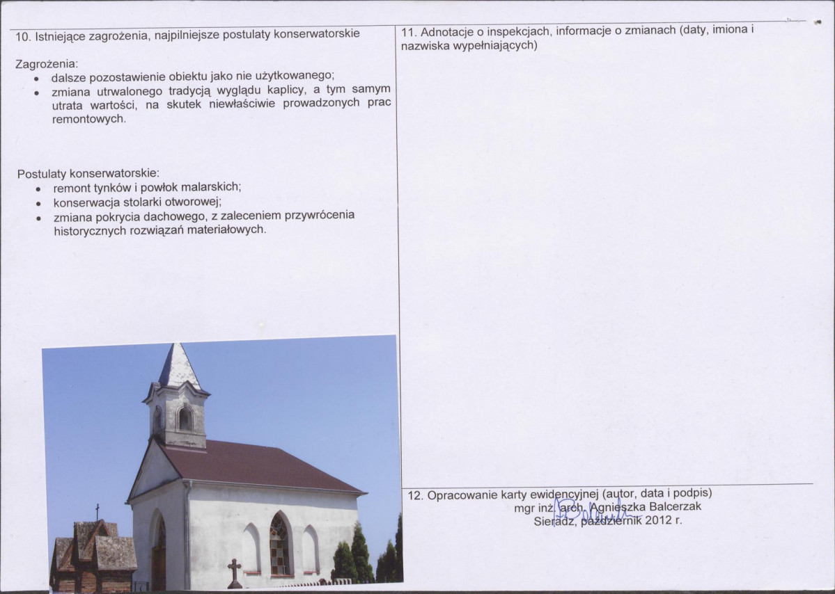 Karta obiektu niewpisanego do rejestru, skan nr 2