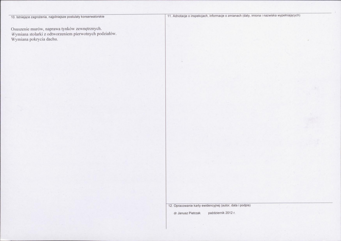Karta obiektu niewpisanego do rejestru, skan nr 2