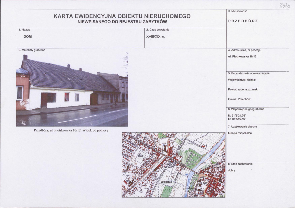 Karta obiektu niewpisanego do rejestru, skan nr 1