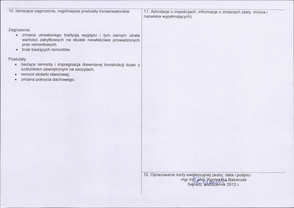 Karta obiektu niewpisanego do rejestru, skan nr 2
