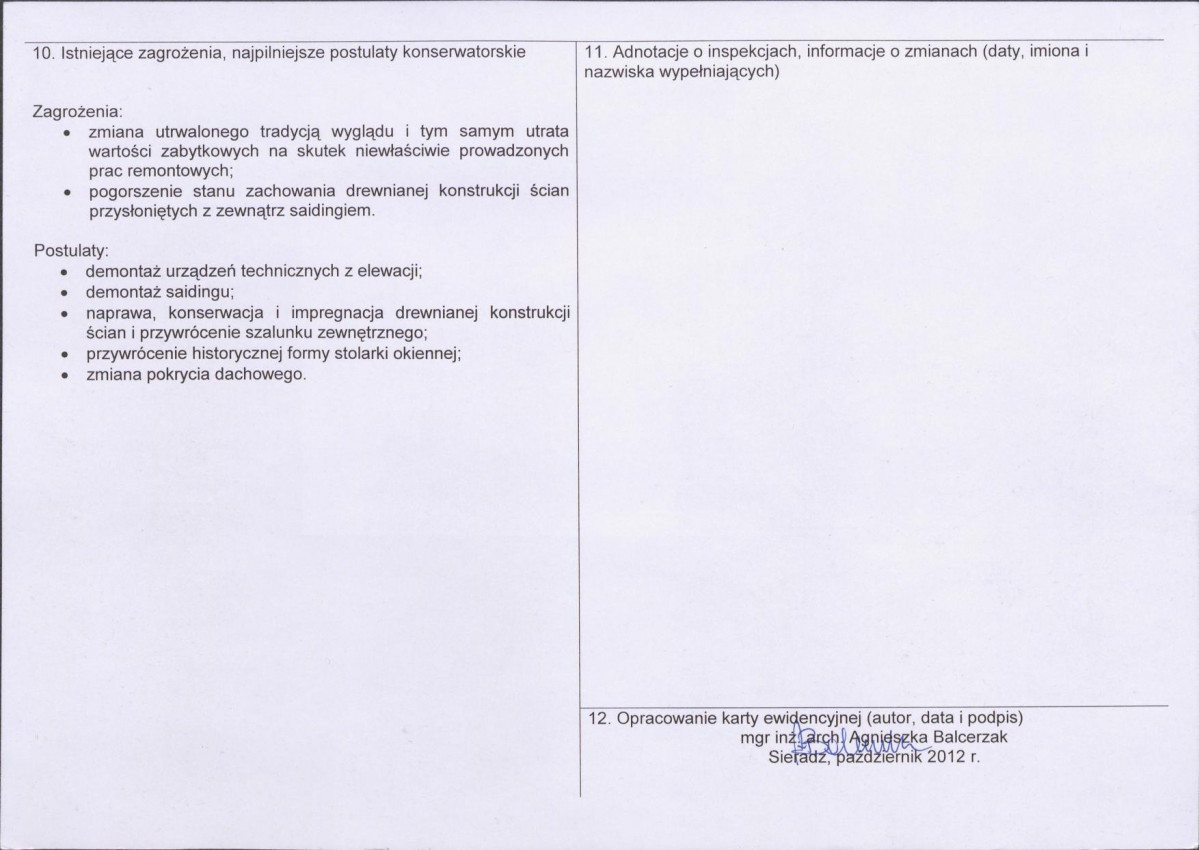 Karta obiektu niewpisanego do rejestru, skan nr 2