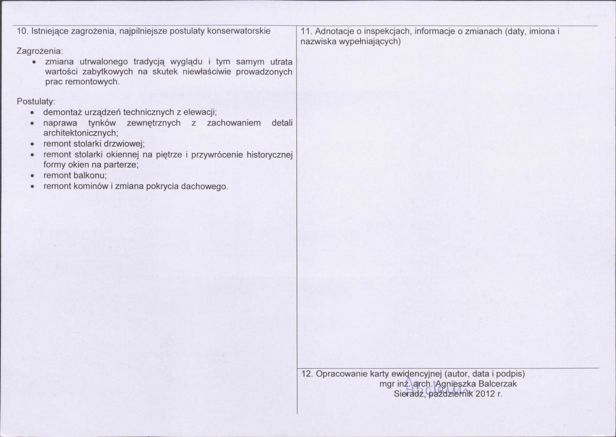 Karta obiektu niewpisanego do rejestru, skan nr 2