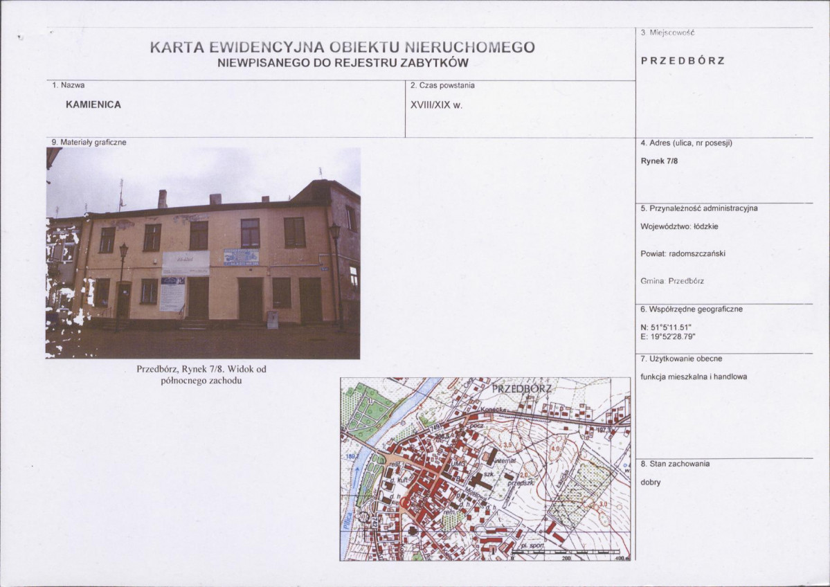 Karta obiektu niewpisanego do rejestru, skan nr 1