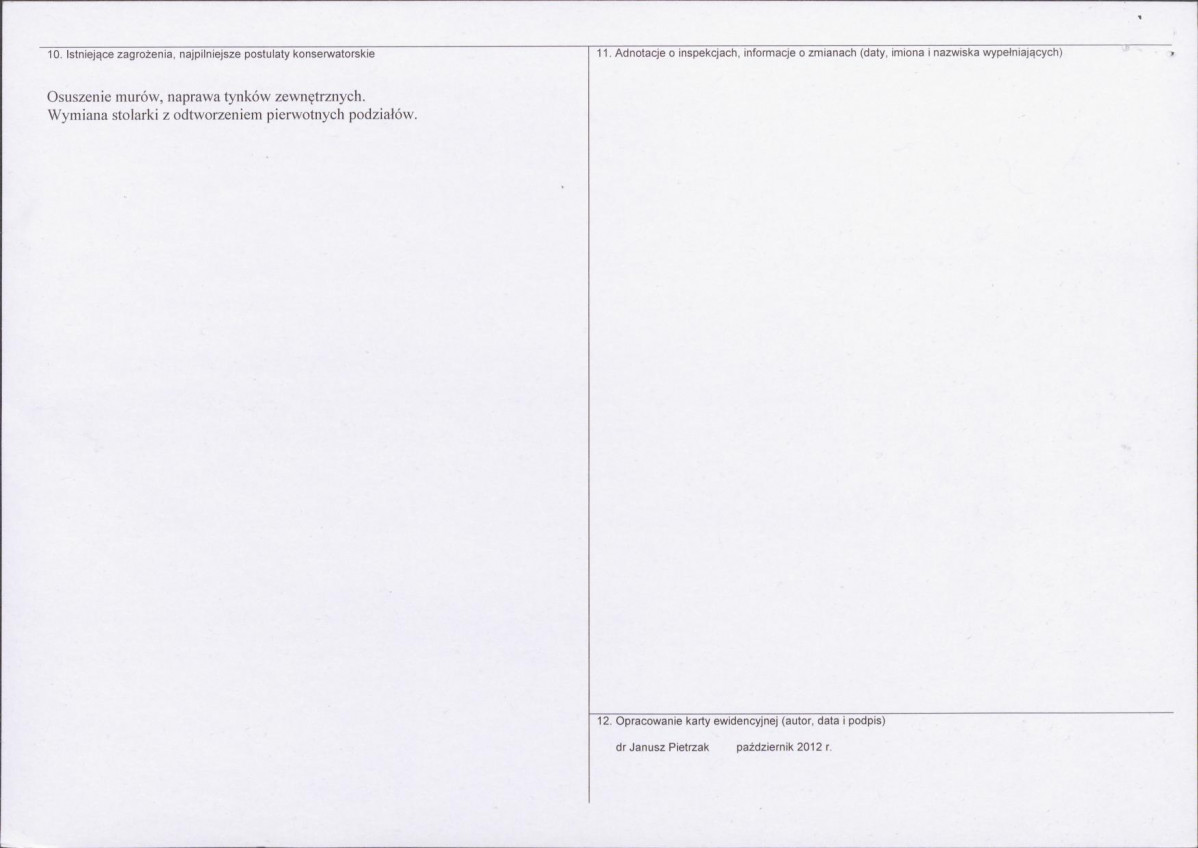 Karta obiektu niewpisanego do rejestru, skan nr 2