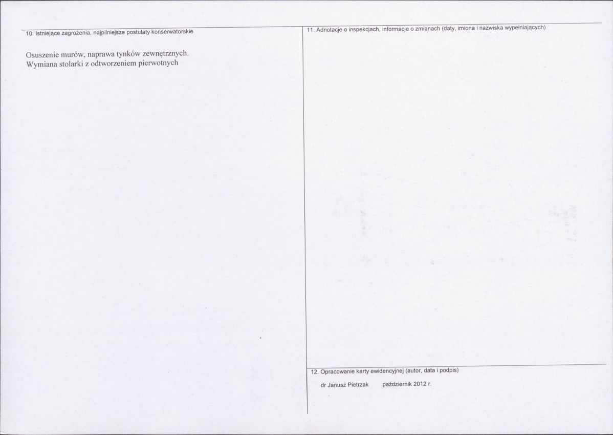 Karta obiektu niewpisanego do rejestru, skan nr 2