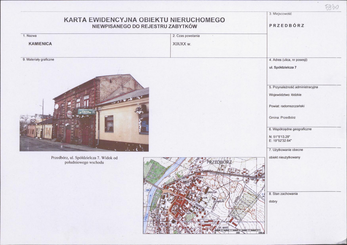 Karta obiektu niewpisanego do rejestru, skan nr 1