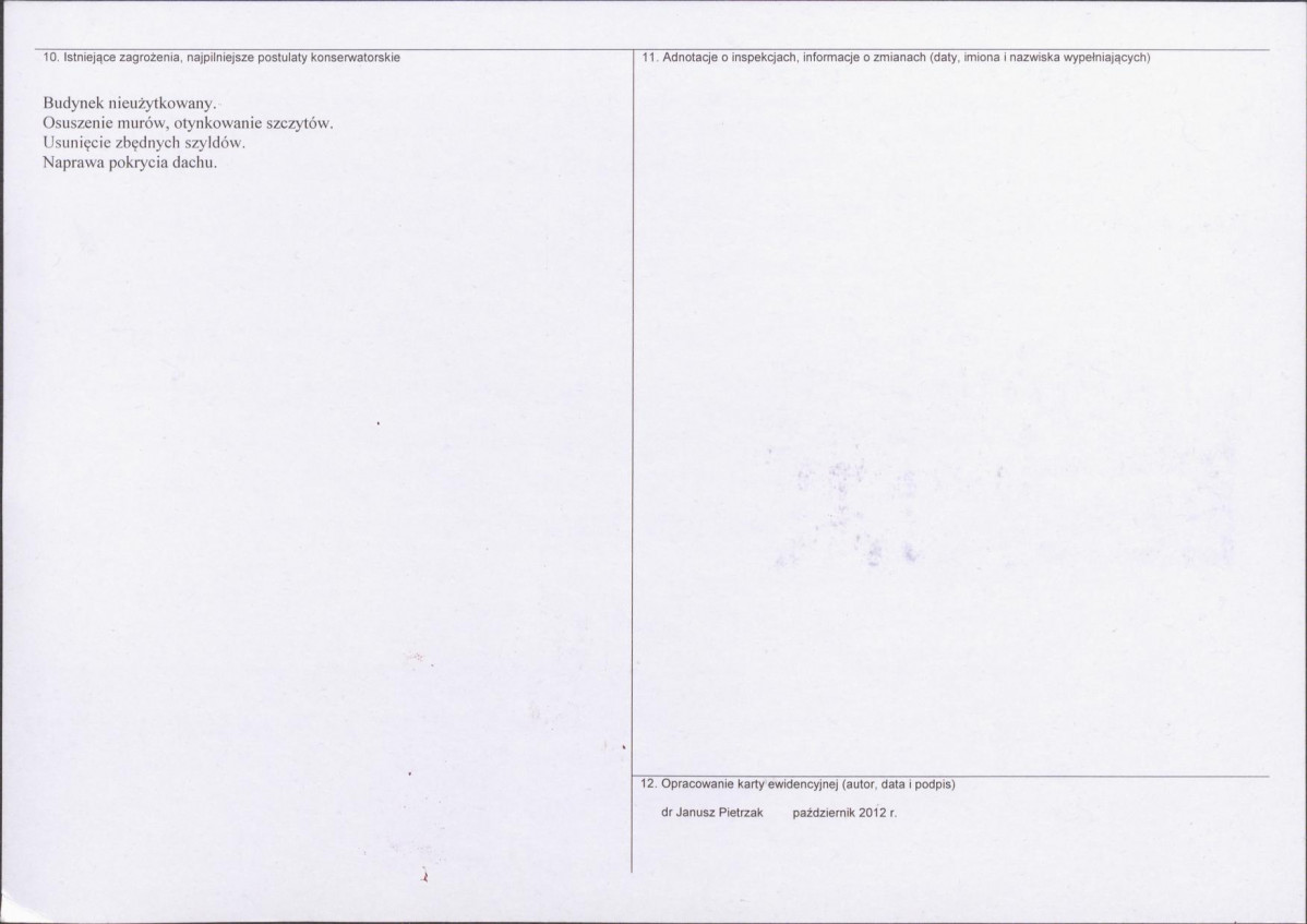 Karta obiektu niewpisanego do rejestru, skan nr 2