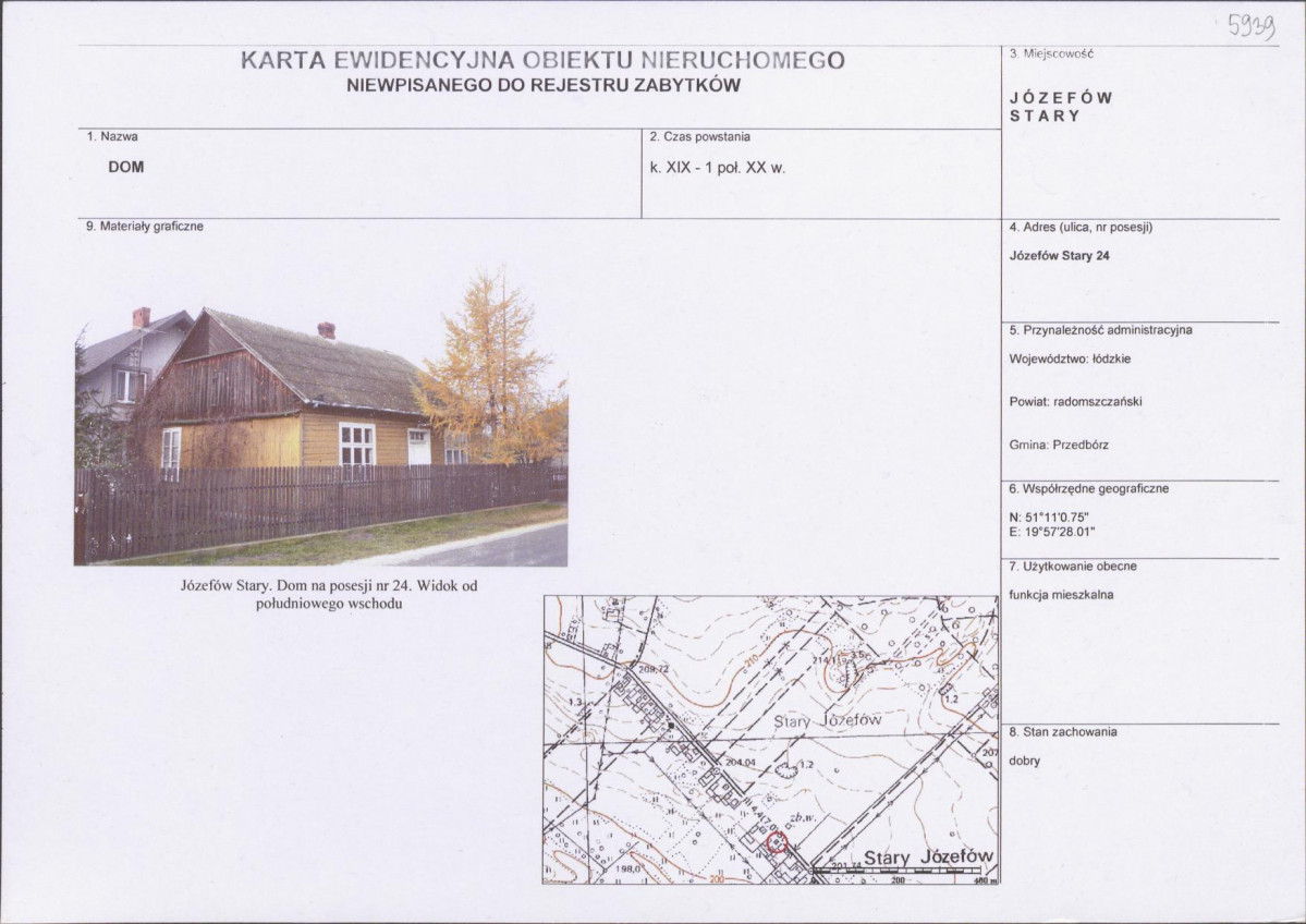 Karta obiektu niewpisanego do rejestru, skan nr 1