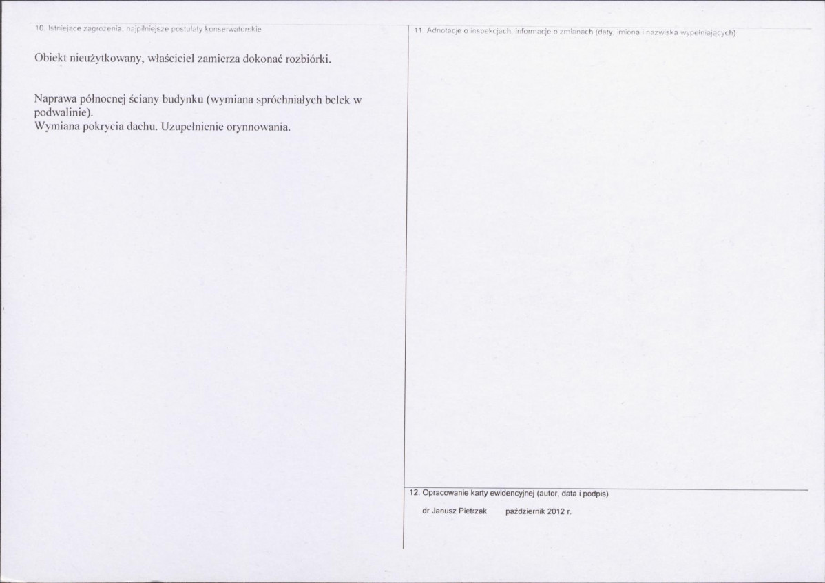 Karta obiektu niewpisanego do rejestru, skan nr 2