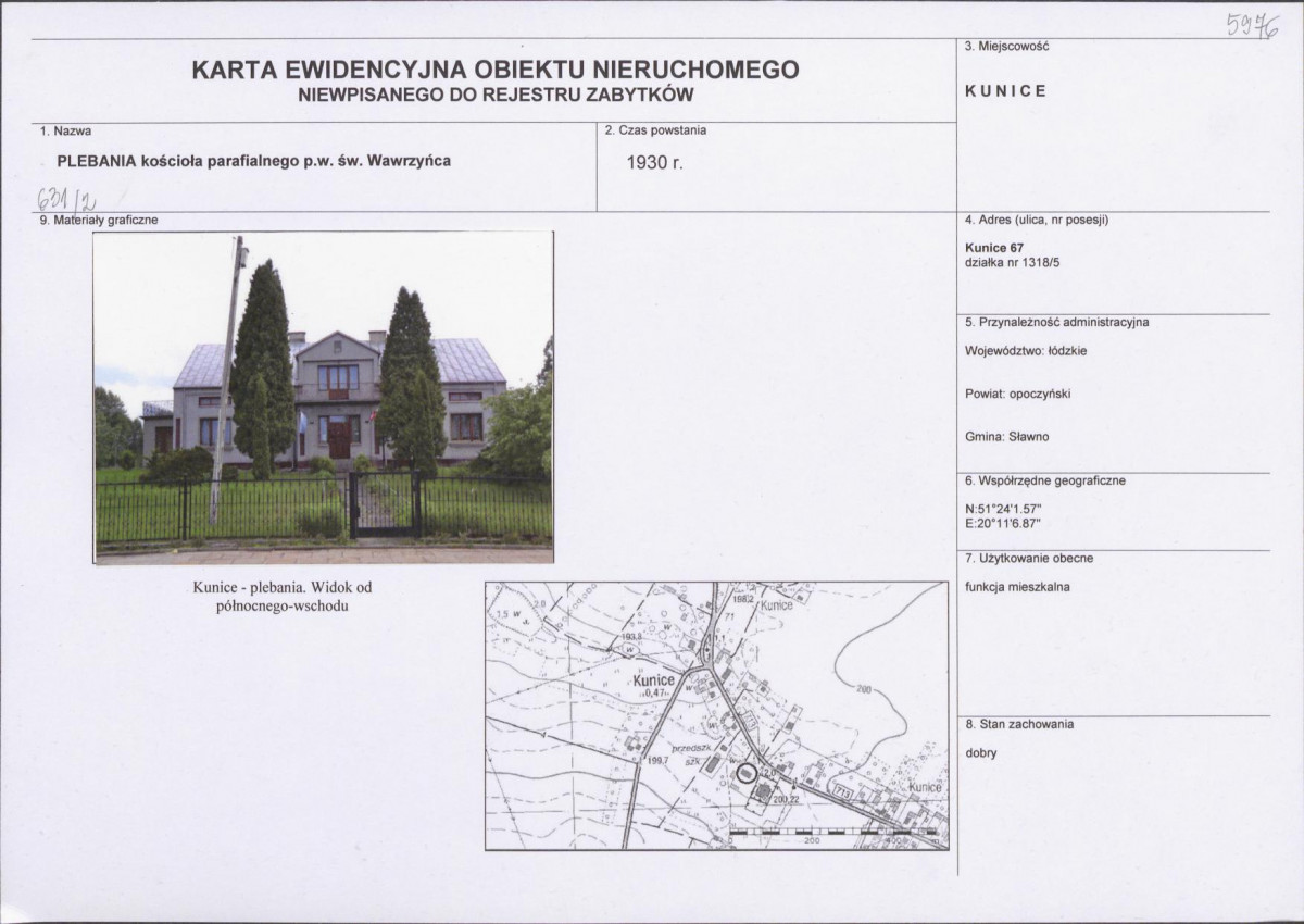 Karta obiektu niewpisanego do rejestru, skan nr 1
