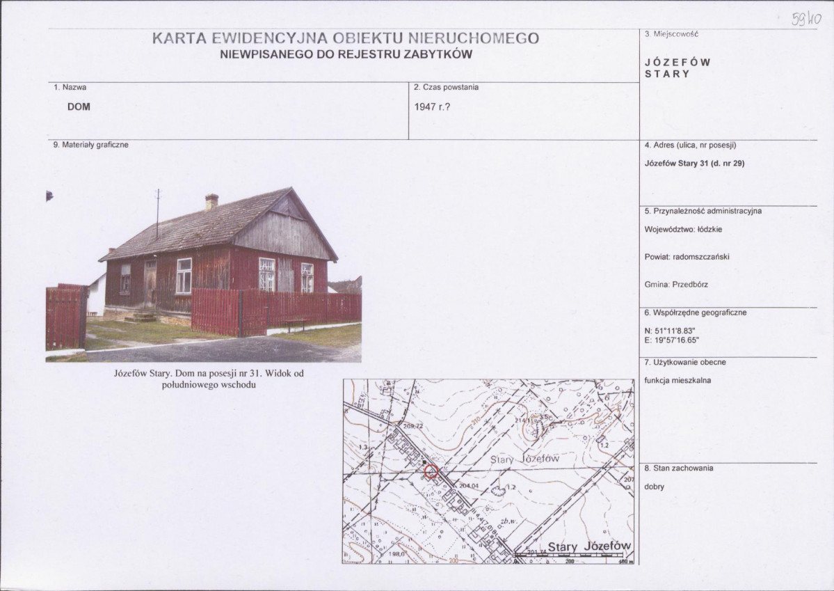 Karta obiektu niewpisanego do rejestru, skan nr 1