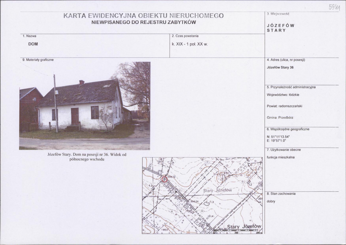 Karta obiektu niewpisanego do rejestru, skan nr 1