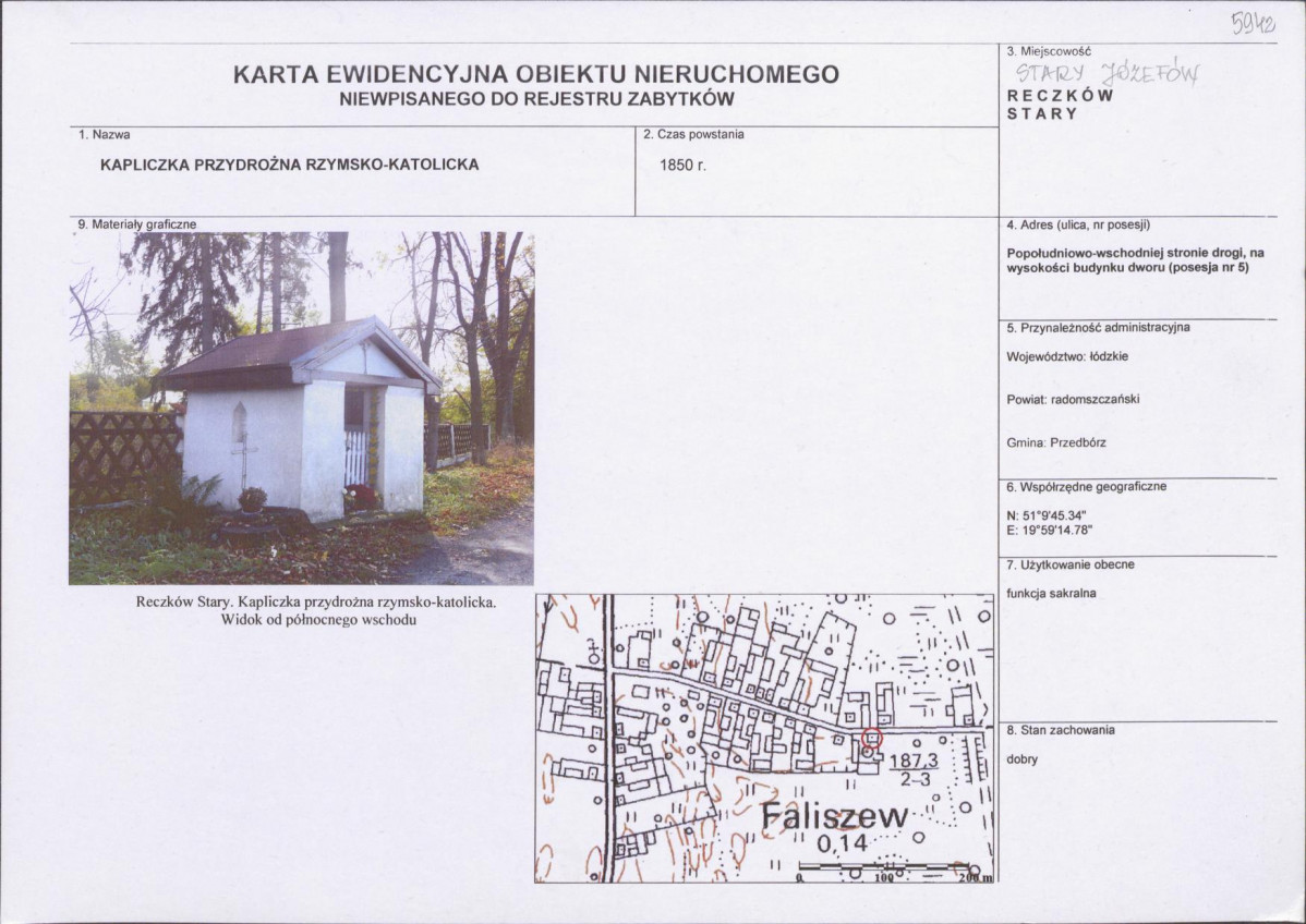 KEZN - Karta obiektu niewpisanego do rejestru, skan nr 1