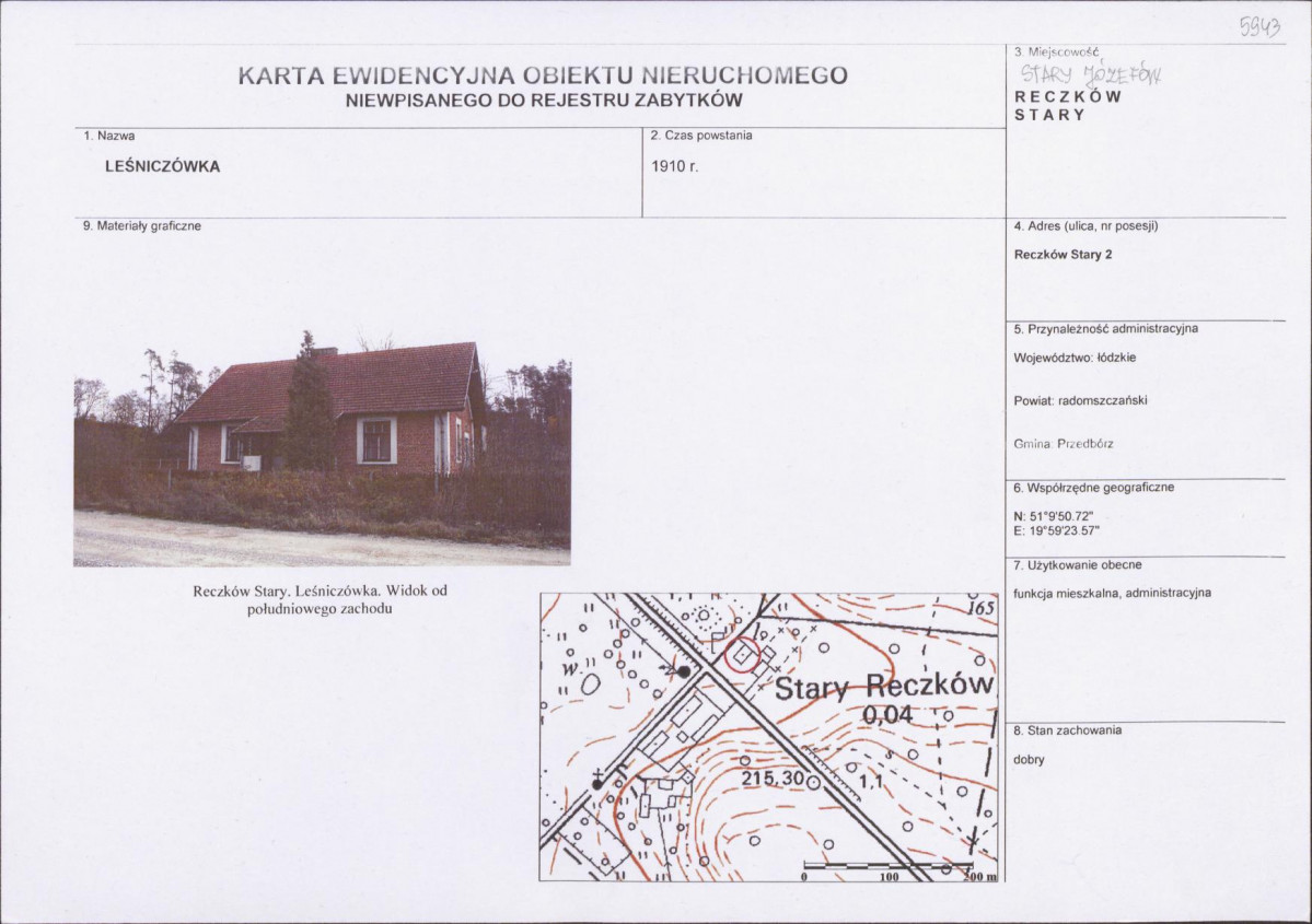 KEZN - Karta obiektu niewpisanego do rejestru, skan nr 1