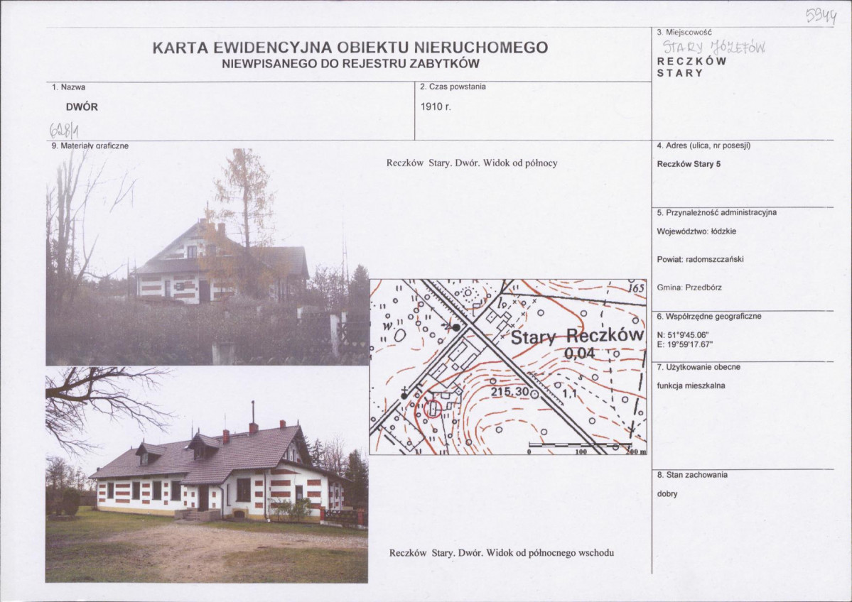 KEZN - Karta obiektu niewpisanego do rejestru, skan nr 1