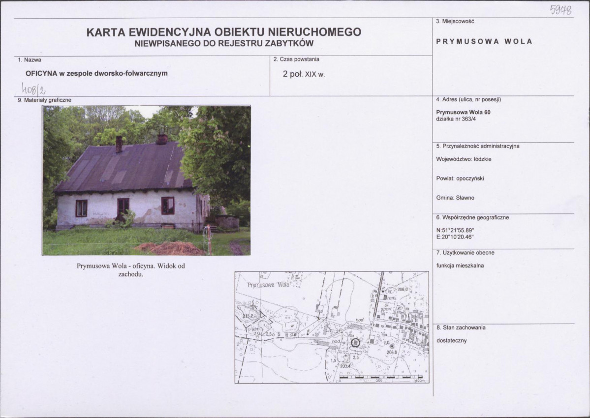 Karta obiektu niewpisanego do rejestru, skan nr 1