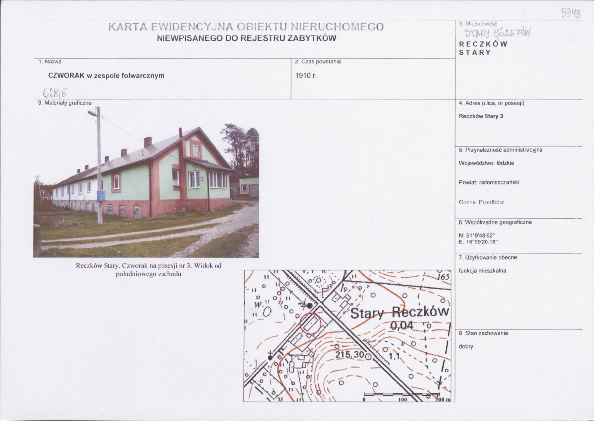 KEZN - Karta obiektu niewpisanego do rejestru, skan nr 1