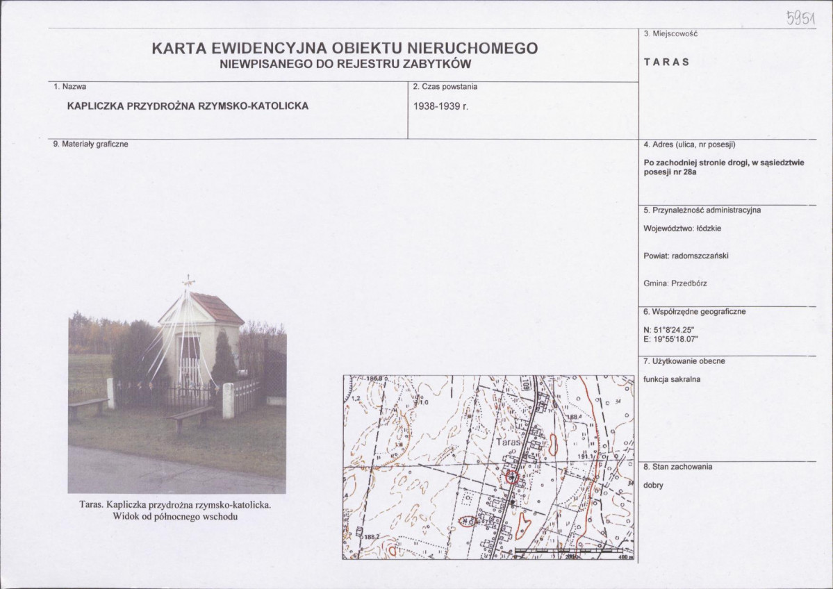 Karta obiektu niewpisanego do rejestru, skan nr 1
