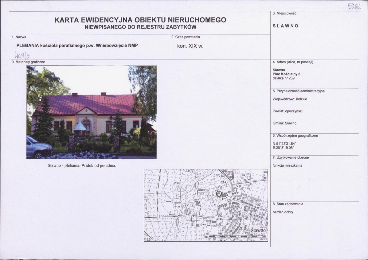 Karta obiektu niewpisanego do rejestru, skan nr 1