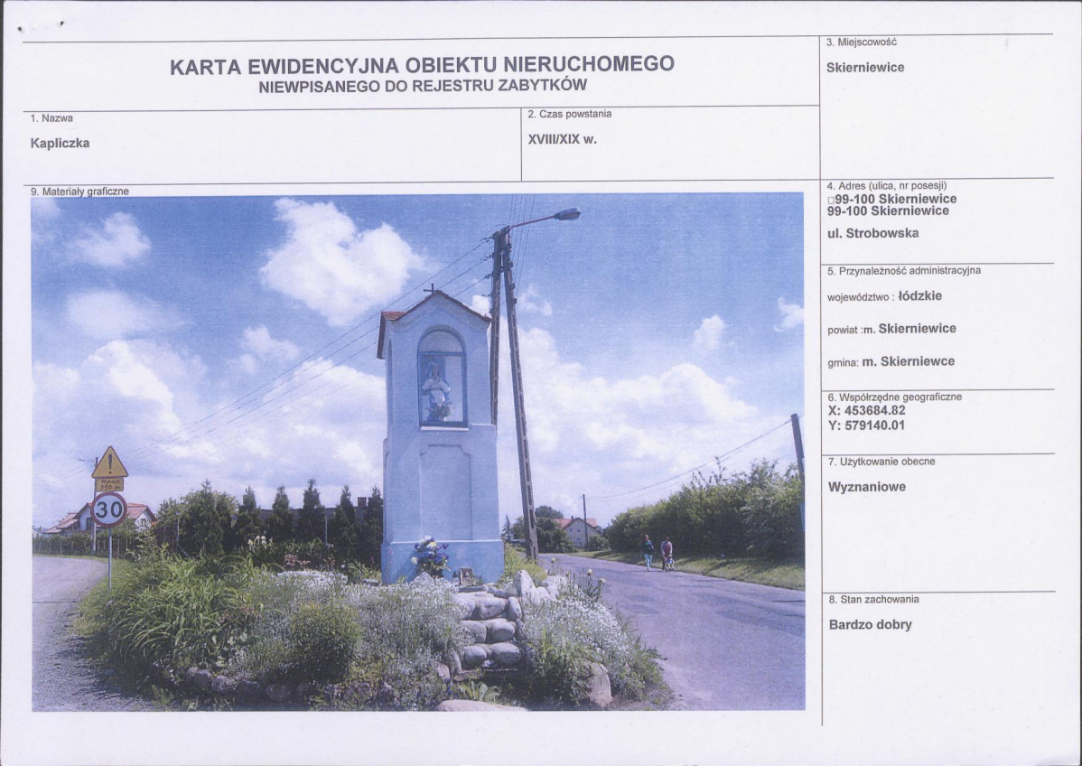 Karta obiektu niewpisanego do rejestru, skan nr 1