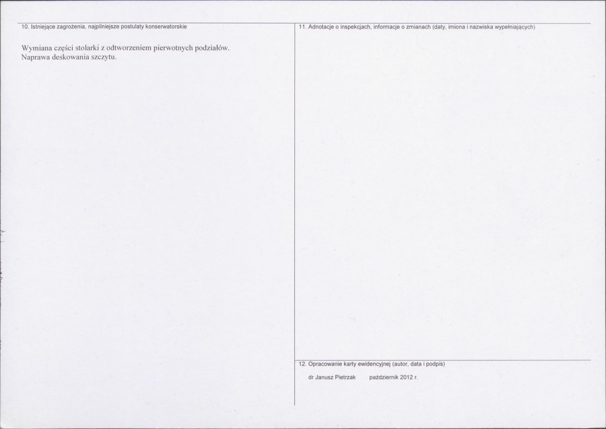 Karta obiektu niewpisanego do rejestru, skan nr 2