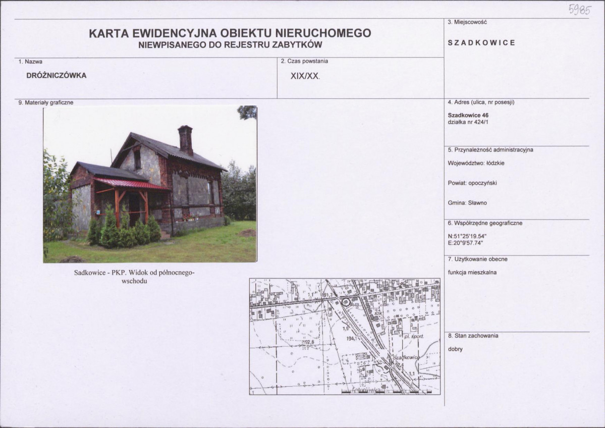 Karta obiektu niewpisanego do rejestru, skan nr 1