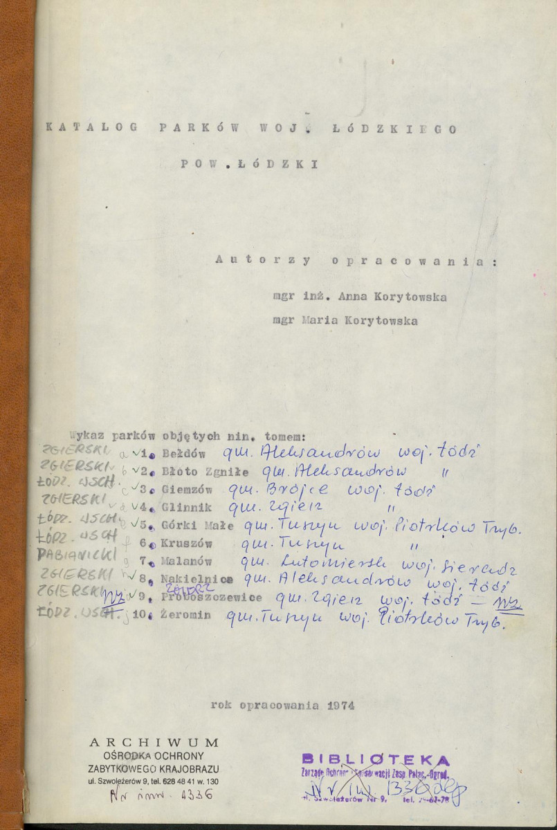 EP - Ewidencja parkowa, skan nr 1