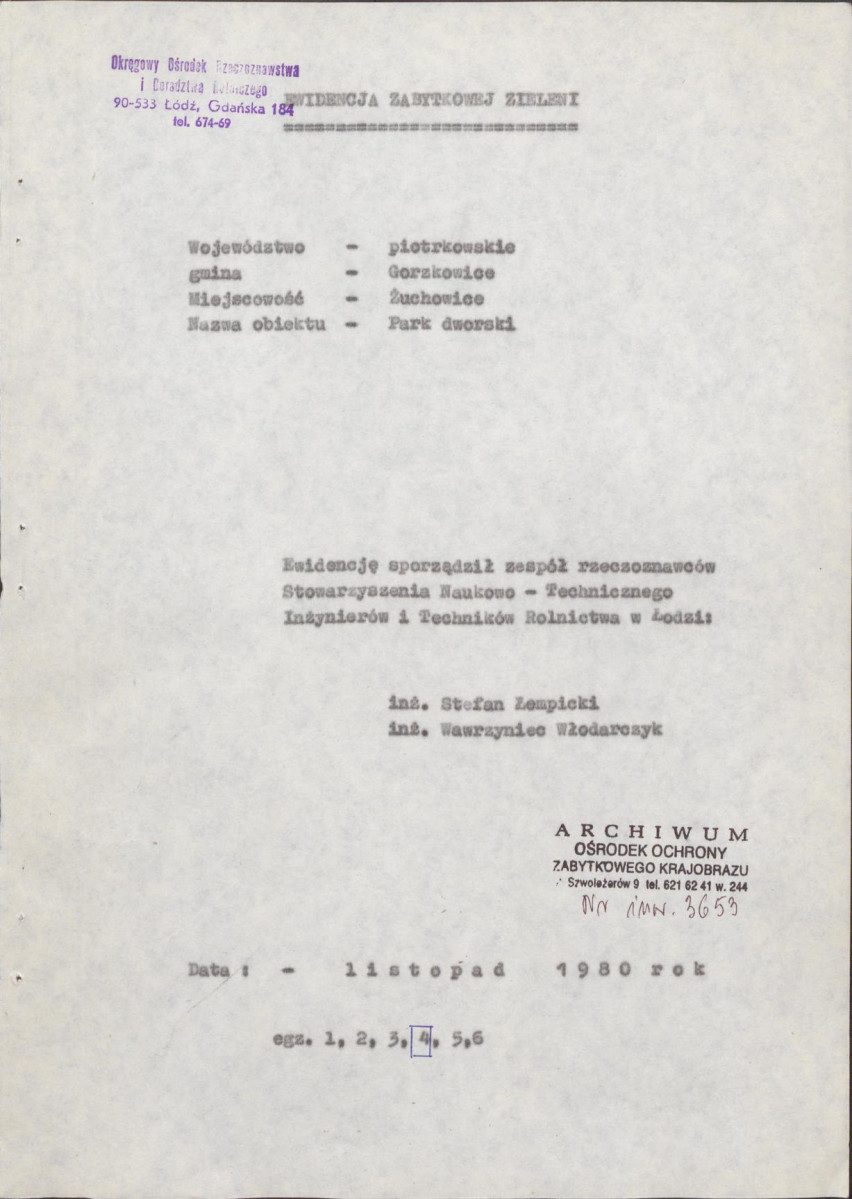 EP - Ewidencja parkowa, skan nr 5