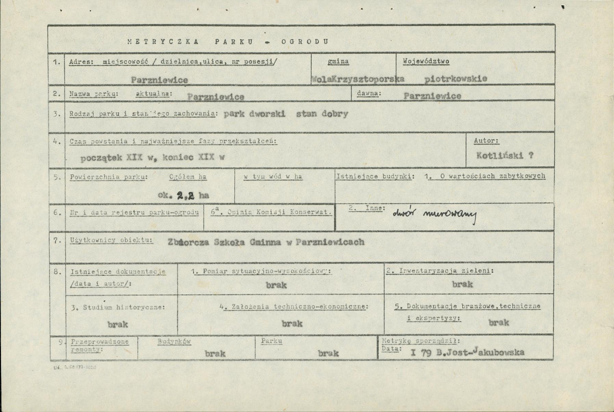 Ewidencja parkowa, skan nr 5