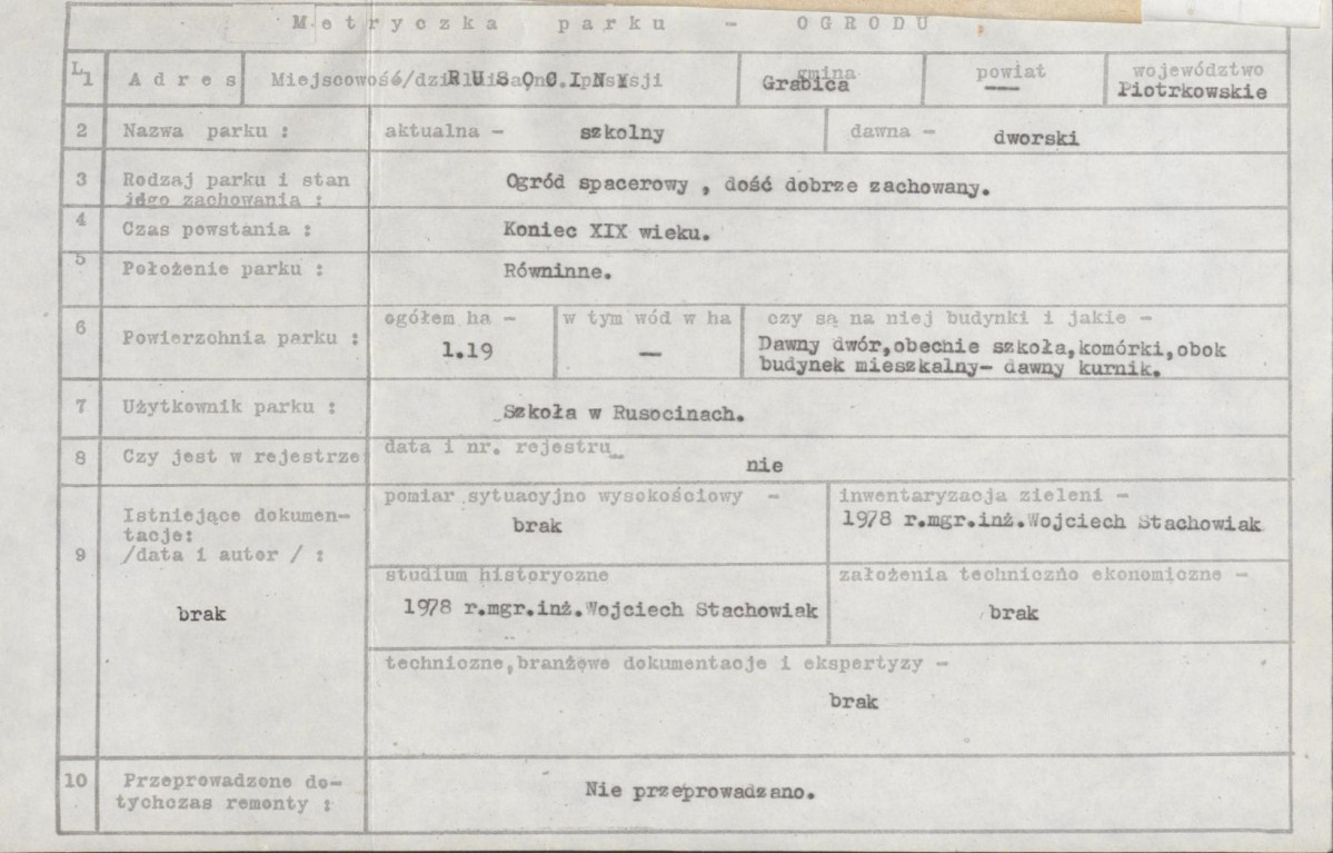 Ewidencja parkowa, skan nr 10