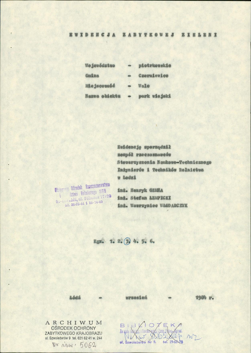 EP - Ewidencja parkowa, skan nr 5