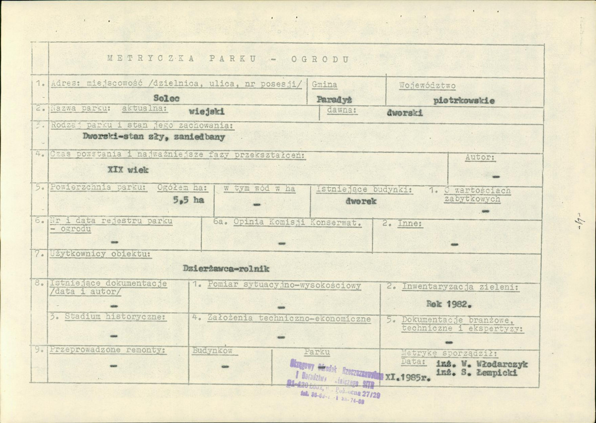 EP - Ewidencja parkowa, skan nr 8