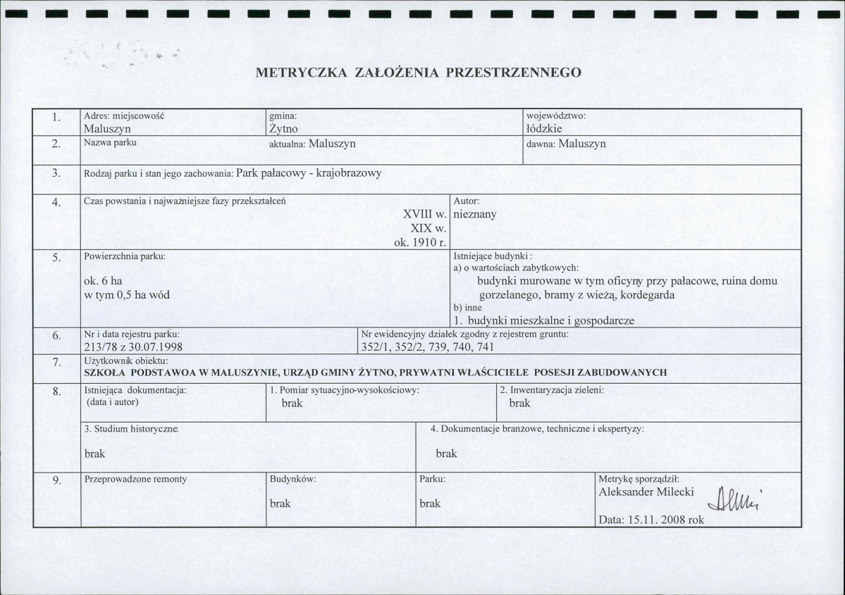 EP - Ewidencja parkowa, skan nr 2