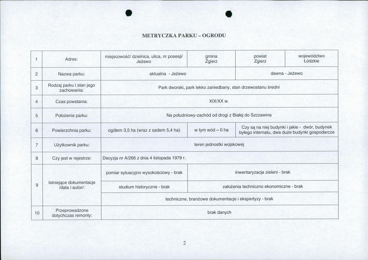 Ewidencja parkowa, skan nr 3