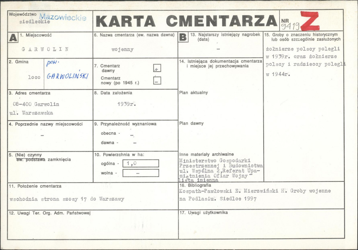 Karta cmentarza, skan nr 1