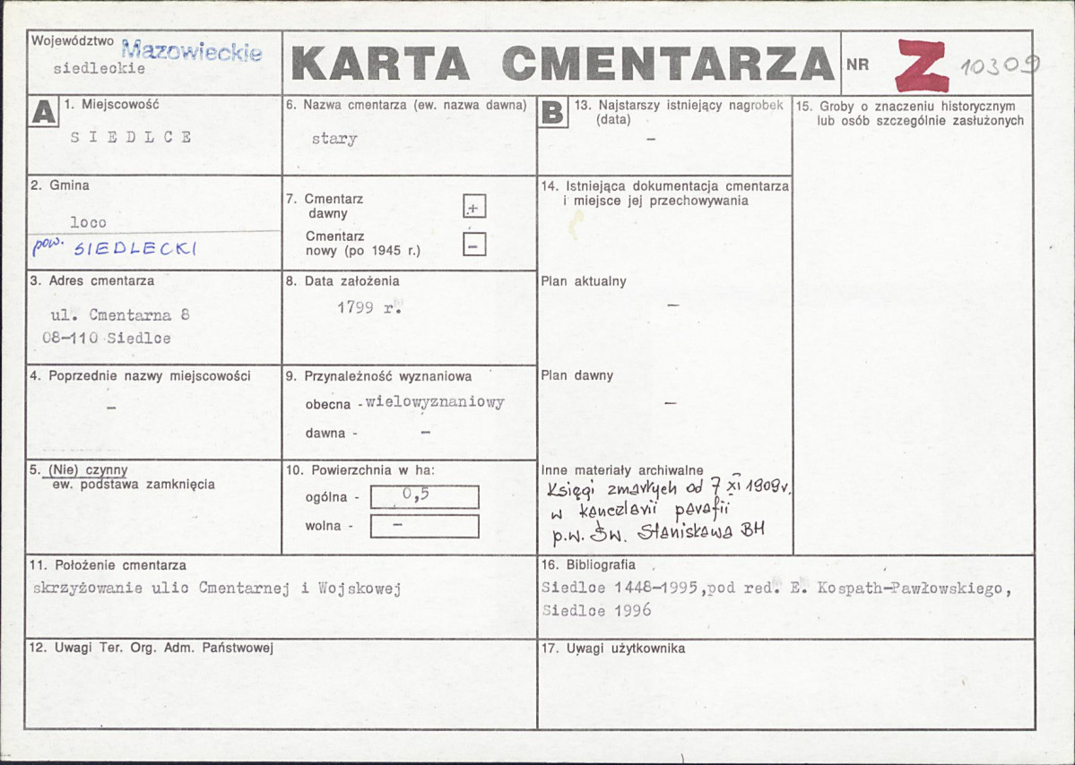 KC - Karta cmentarza, skan nr 1